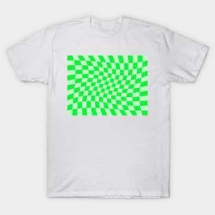 Twisted Checkered Square Pattern - Green Tones T-Shirt